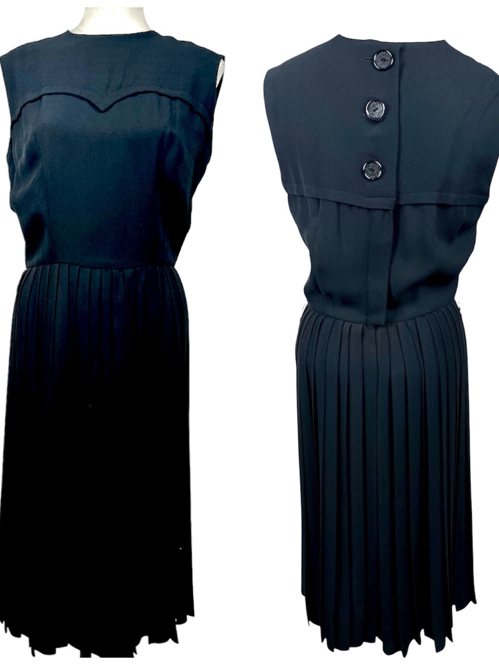 Vintage 60s L’Aiglon Sleeveless Dress Pleated Skirt medium